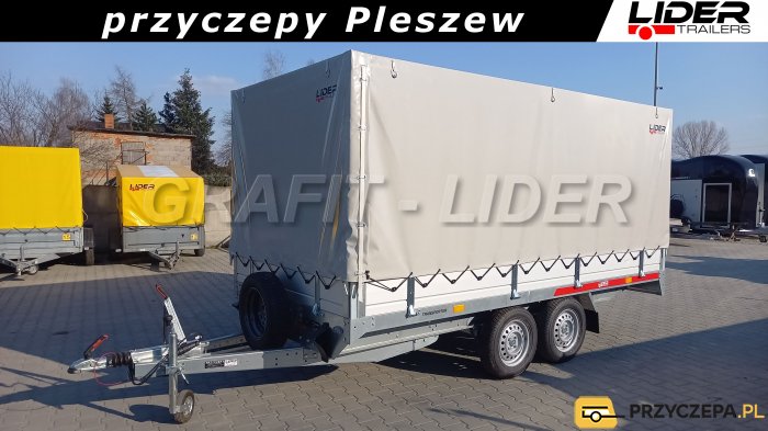 TM-255 przyczepa + plandeka 365x171x150cm, Transporter 3617, ciężarowa, towarowa, burty aluminiowe, DMC 1500kg