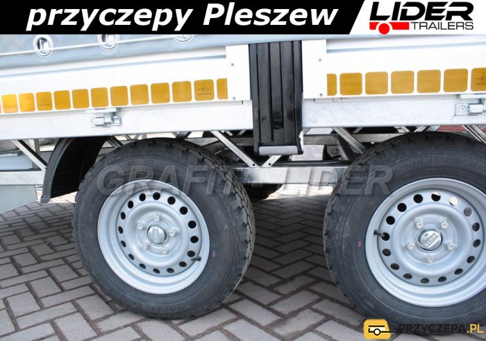 LT-006 przyczepa ciężarowa Lider Trailers, zabudowa firana, plandeka ze stelażem, 420x210x210cm, DMC 2700kg