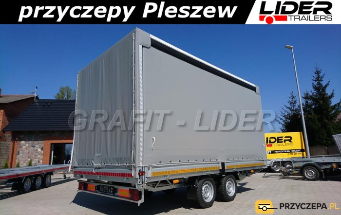 LT-006 przyczepa ciężarowa Lider Trailers, zabudowa firana, plandeka ze stelażem, 420x210x210cm, DMC 2700kg