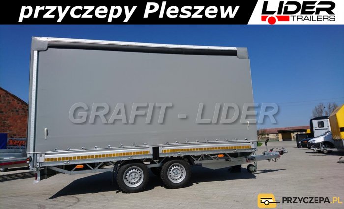 LT-006 przyczepa ciężarowa Lider Trailers, zabudowa firana, plandeka ze stelażem, 420x210x210cm, DMC 2700kg