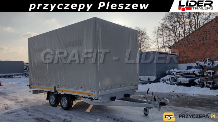 LT-006 przyczepa ciężarowa Lider Trailers, zabudowa firana, plandeka ze stelażem, 420x210x210cm, DMC 2700kg