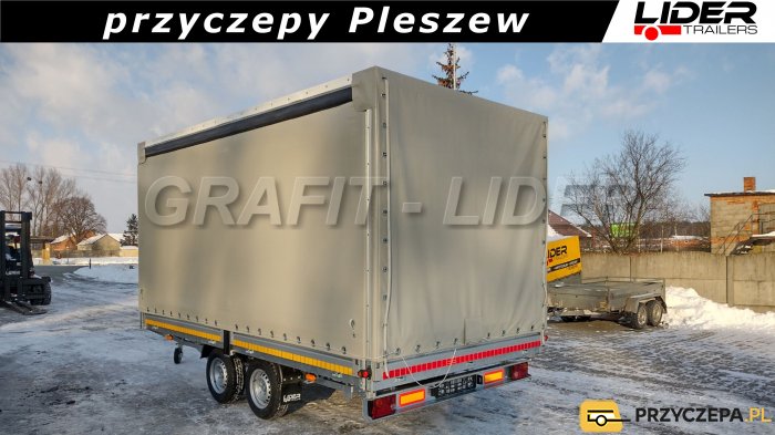 LT-006 przyczepa ciężarowa Lider Trailers, zabudowa firana, plandeka ze stelażem, 420x210x210cm, DMC 2700kg