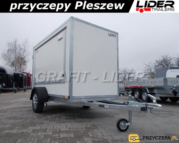 TP-047 przyczepa 250x125x150cm, TFD 250.00, kontener, fourgon, drzwi tylne, klapa boczna, DMC 750kg