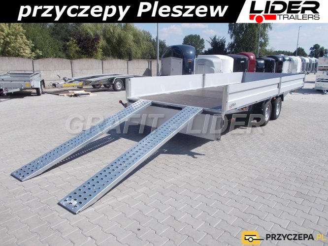 BR-044 przyczpa ciężarowa AT62, platforma, laweta płaska, burty aluminiowe, 620x210x40cm, DMC 3000kg